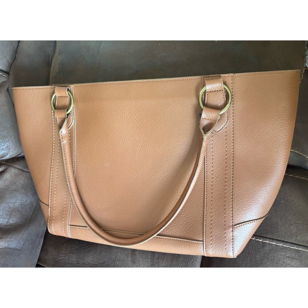 Frye Tote Bag Vegan Leather Camel Brown Large Oversized Carryall Faux Leather - Picture 3 of 11